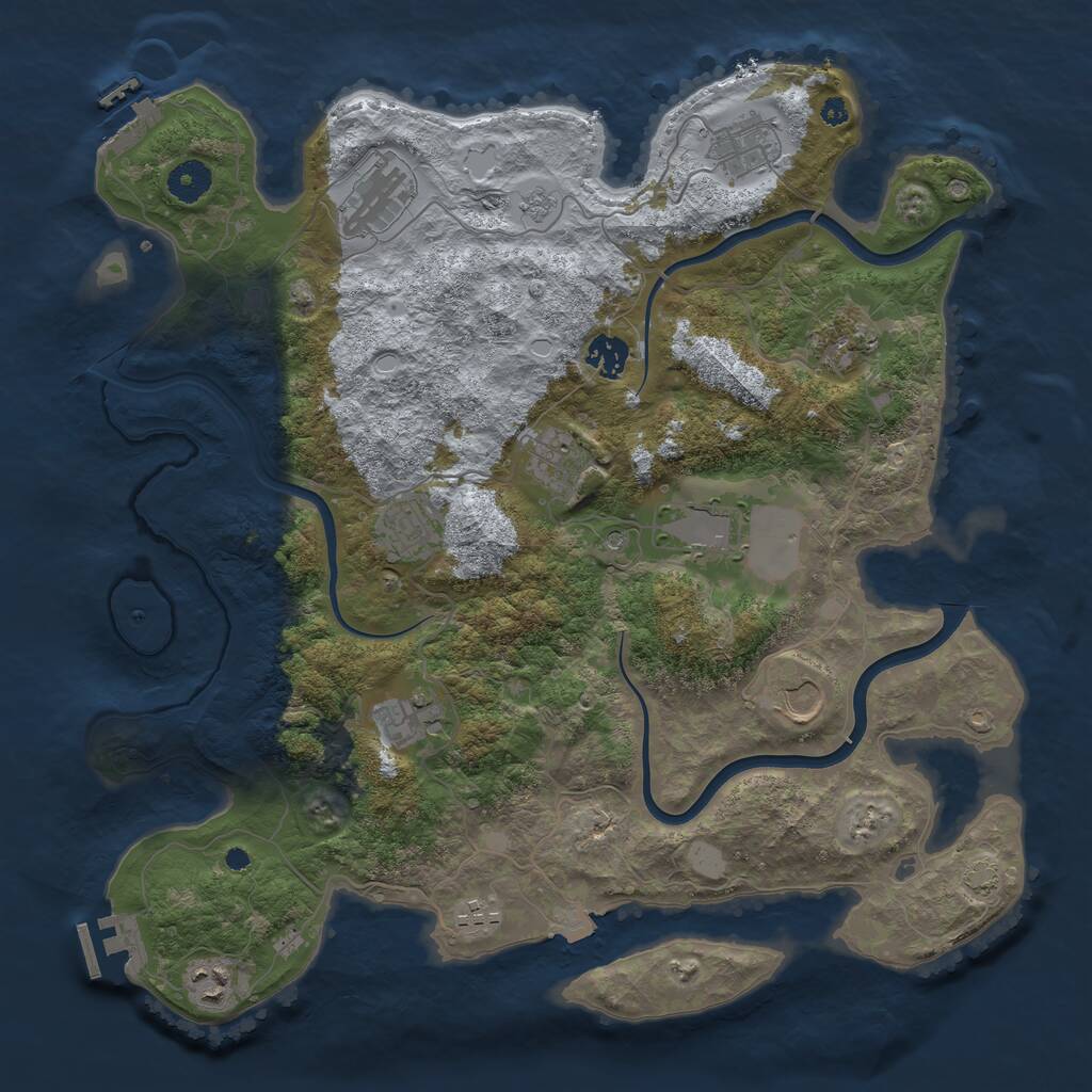 Rust Map: Procedural Map, Size: 3900, Seed: 1421, 17 Monuments