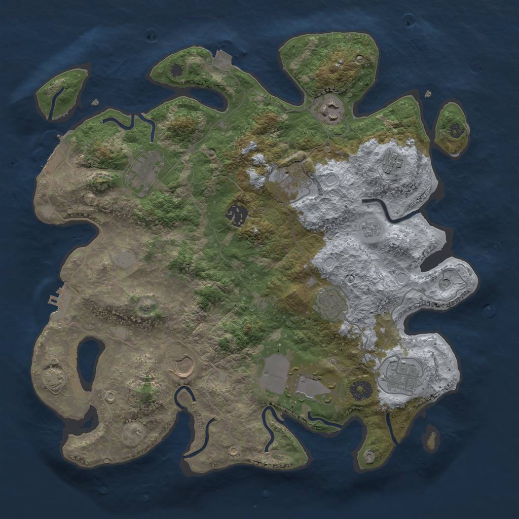 Rust Map: Procedural Map, Size: 3600, Seed: 84025, 17 Monuments
