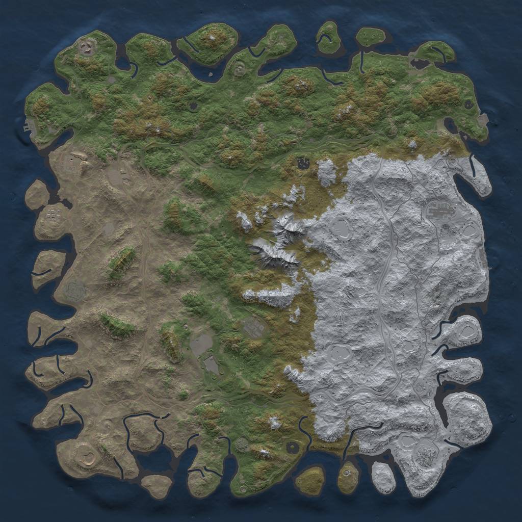 Rust Map: Procedural Map, Size: 6000, Seed: 1741673402, 19 Monuments
