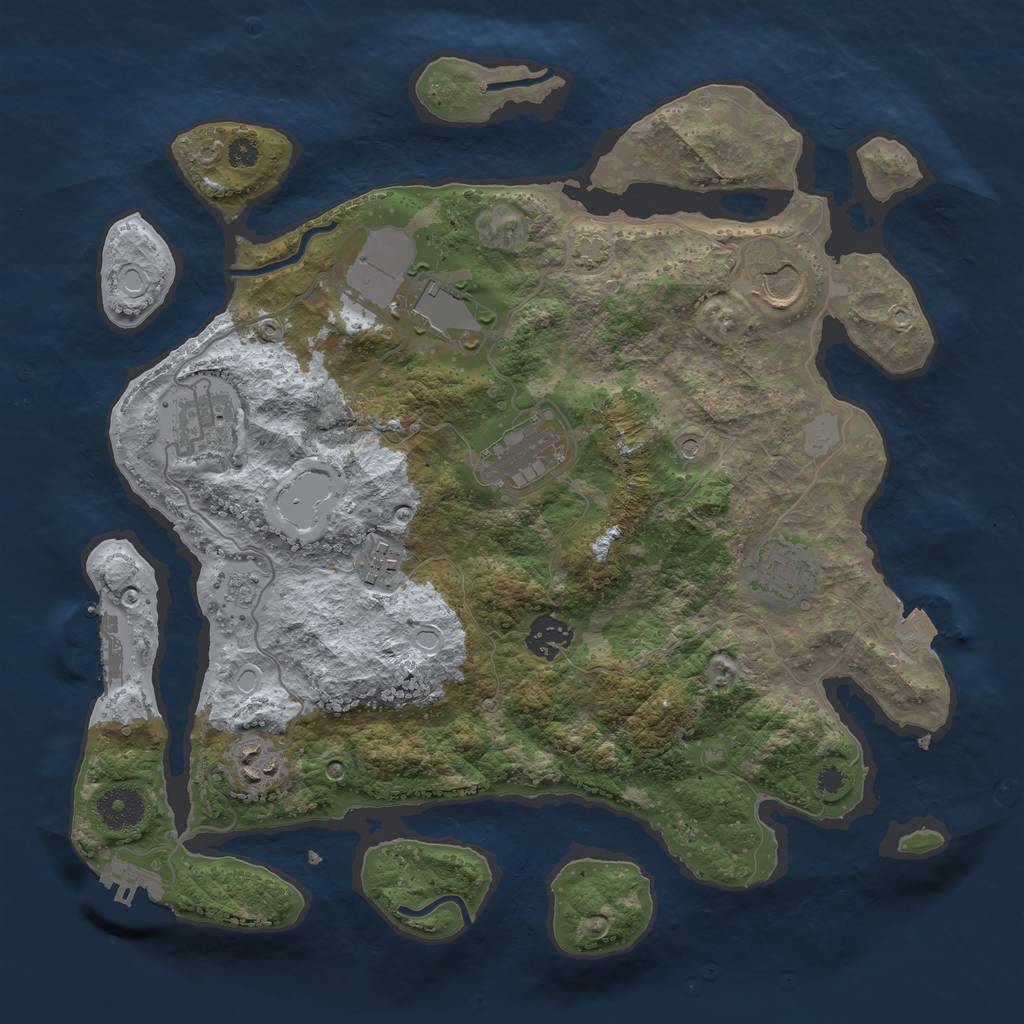 Rust Map: Procedural Map, Size: 3500, Seed: 895957744, 16 Monuments