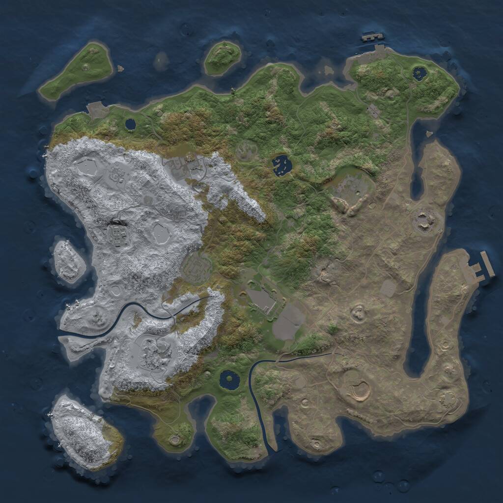 Rust Map: Procedural Map, Size: 3750, Seed: 585973, 14 Monuments
