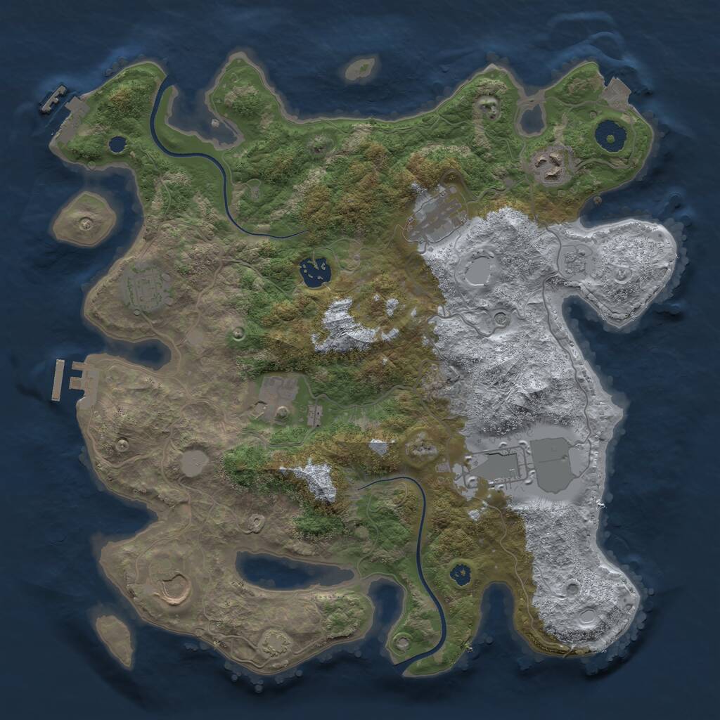 Rust Map: Procedural Map, Size: 3500, Seed: 258057657, 13 Monuments