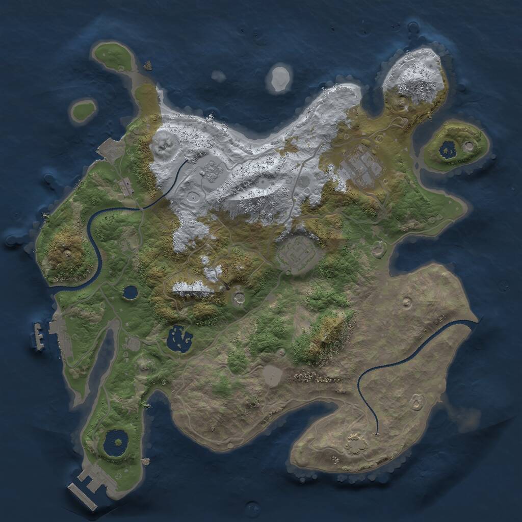 Rust Map: Procedural Map, Size: 3000, Seed: 418873700, 9 Monuments