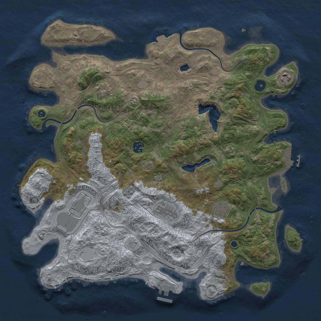 Rust Map: Procedural Map, Size: 4250, Seed: 1202195881, 13 Monuments