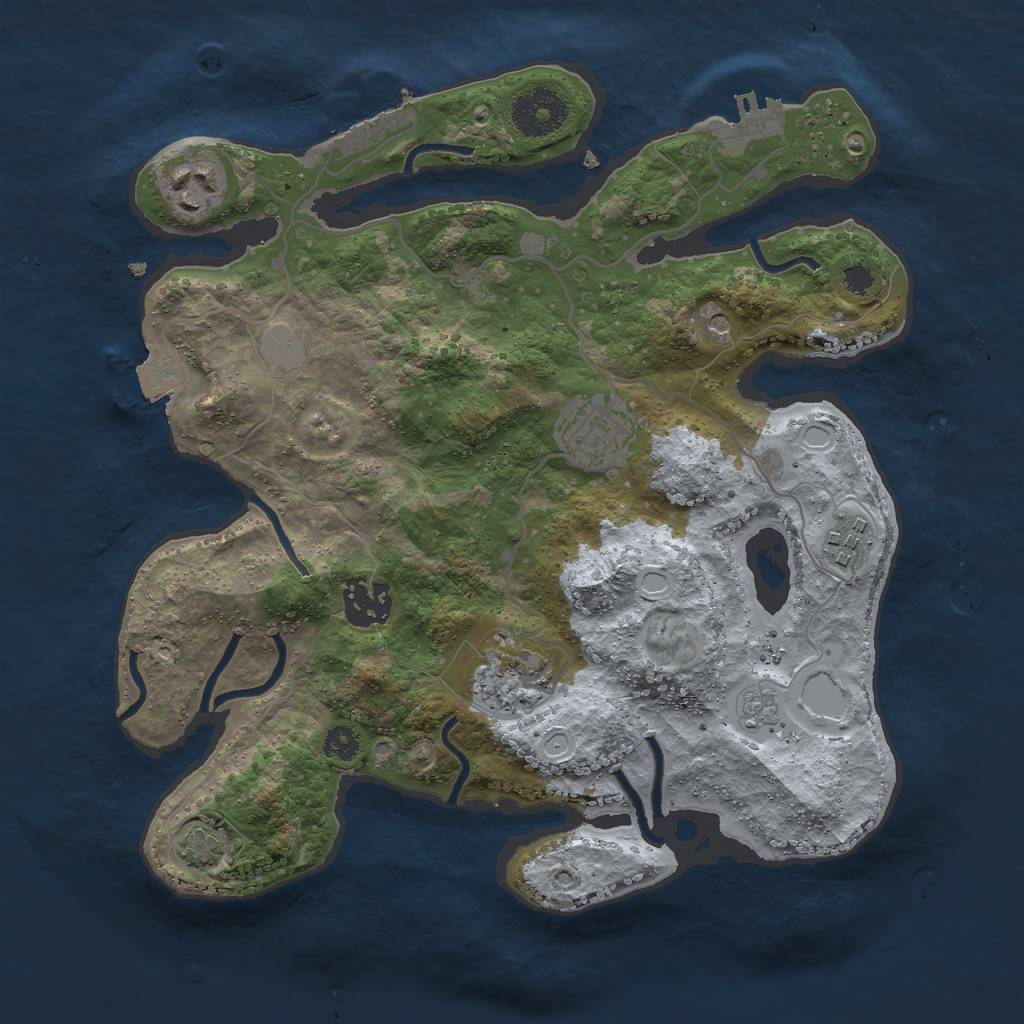 Rust Map: Procedural Map, Size: 3000, Seed: 6705432, 13 Monuments