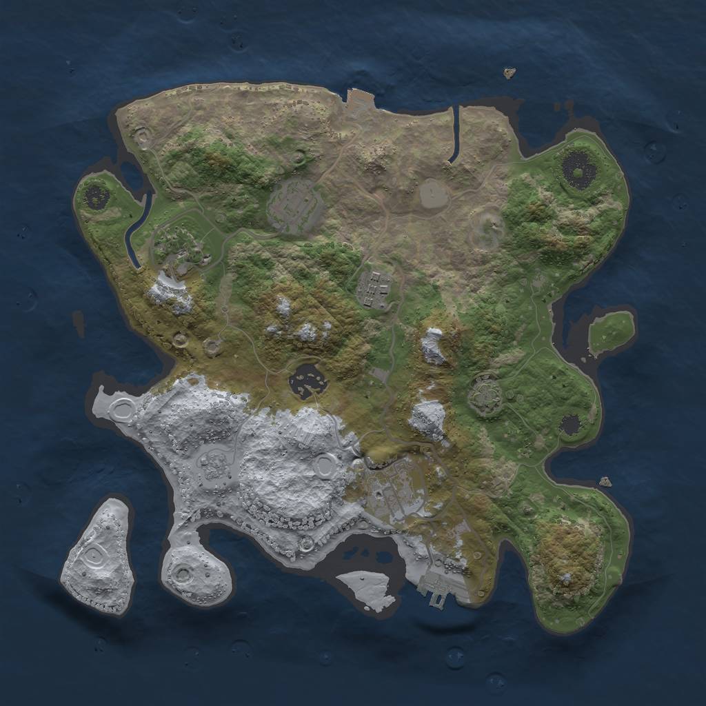 Rust Map: Procedural Map, Size: 3000, Seed: 491690124, 11 Monuments