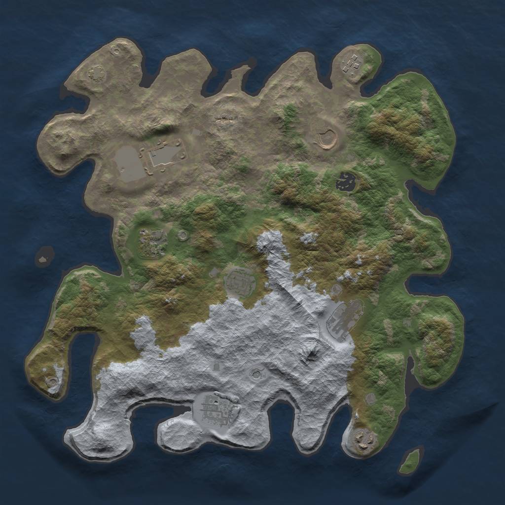 Rust Map: Barren, Size: 3800, Seed: 6272537, 13 Monuments