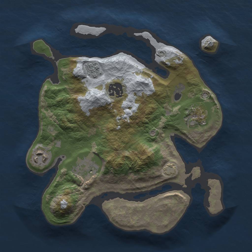 Rust Map: Barren, Size: 2500, Seed: 37506665, 8 Monuments