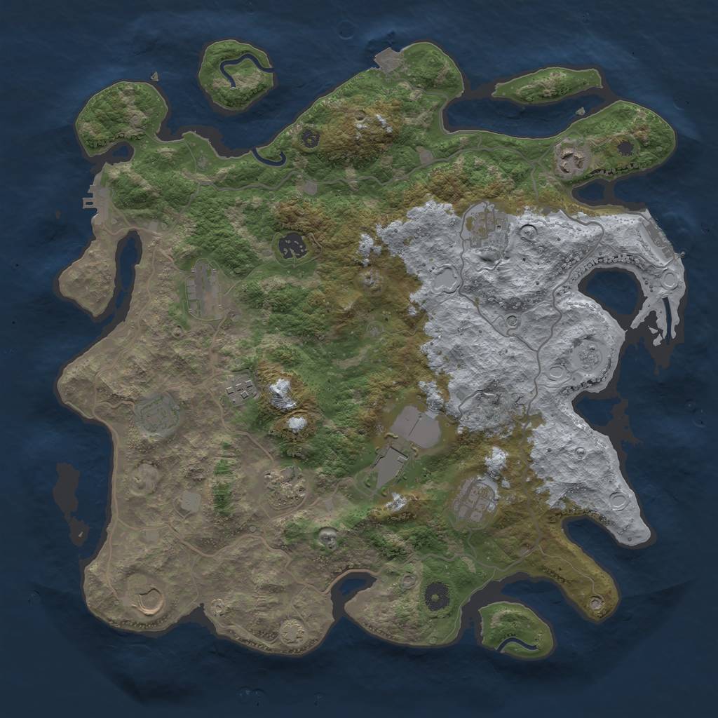 Rust Map: Procedural Map, Size: 4000, Seed: 801537586, 18 Monuments