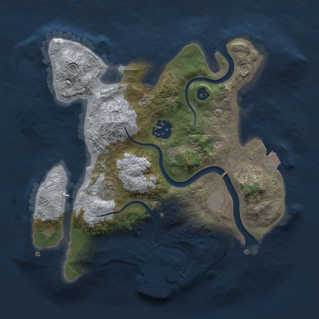 Rust Map: Procedural Map, Size: 2500, Seed: 9898, 5 Monuments