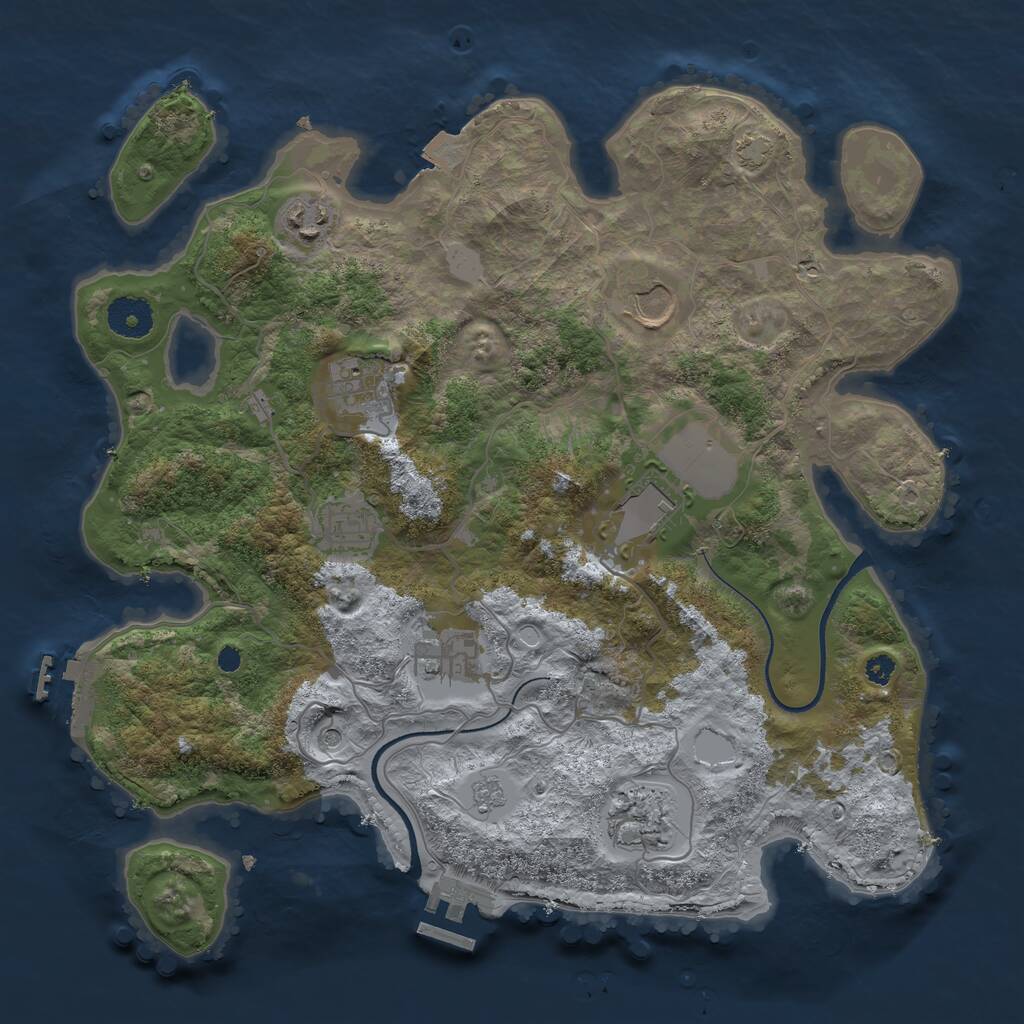 Rust Map: Procedural Map, Size: 3500, Seed: 940917530, 13 Monuments