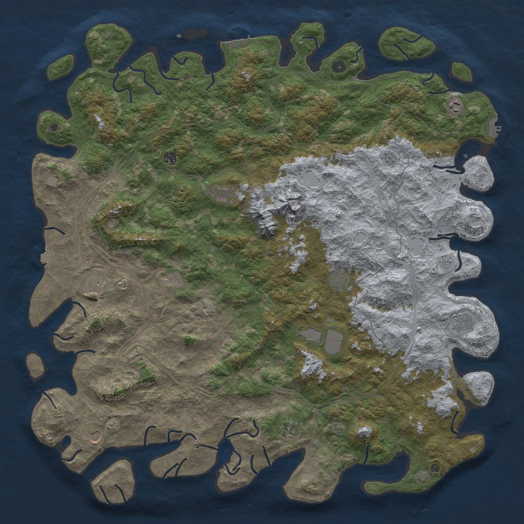 Rust Map: Procedural Map, Size: 6000, Seed: 711996, 19 Monuments