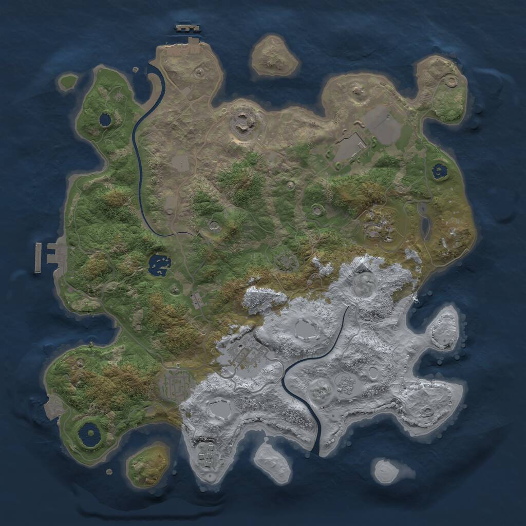 Rust Map: Procedural Map, Size: 3500, Seed: 20233, 13 Monuments