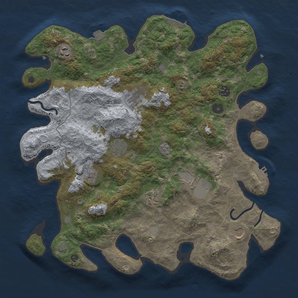 Rust Map: Procedural Map, Size: 4000, Seed: 1394827847, 17 Monuments