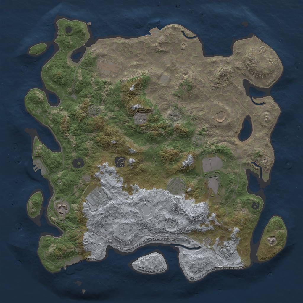 Rust Map: Procedural Map, Size: 4000, Seed: 28564, 17 Monuments