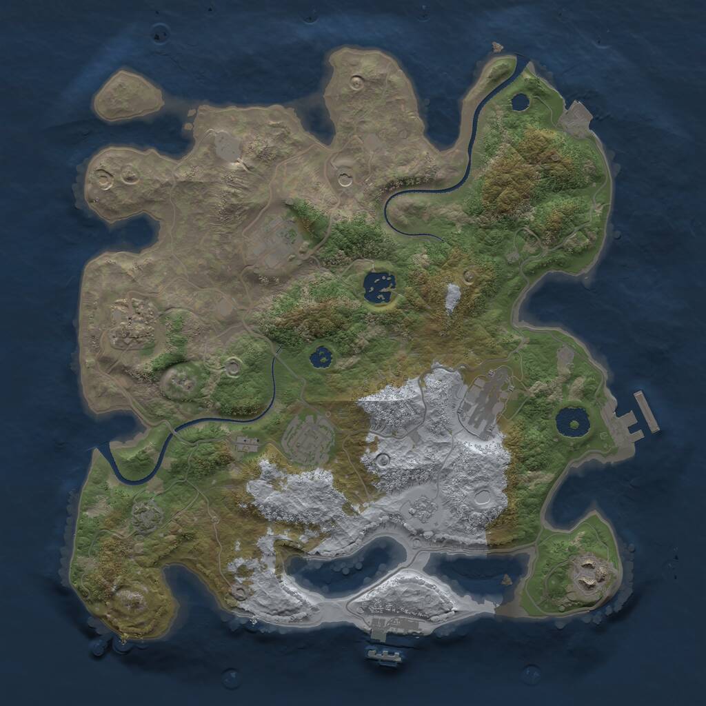 Rust Map: Procedural Map, Size: 3250, Seed: 1529911405, 12 Monuments