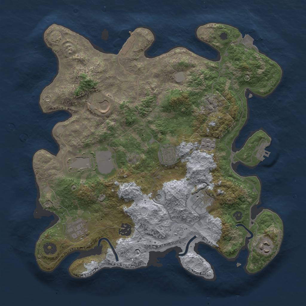 Rust Map: Procedural Map, Size: 3500, Seed: 20909, 16 Monuments