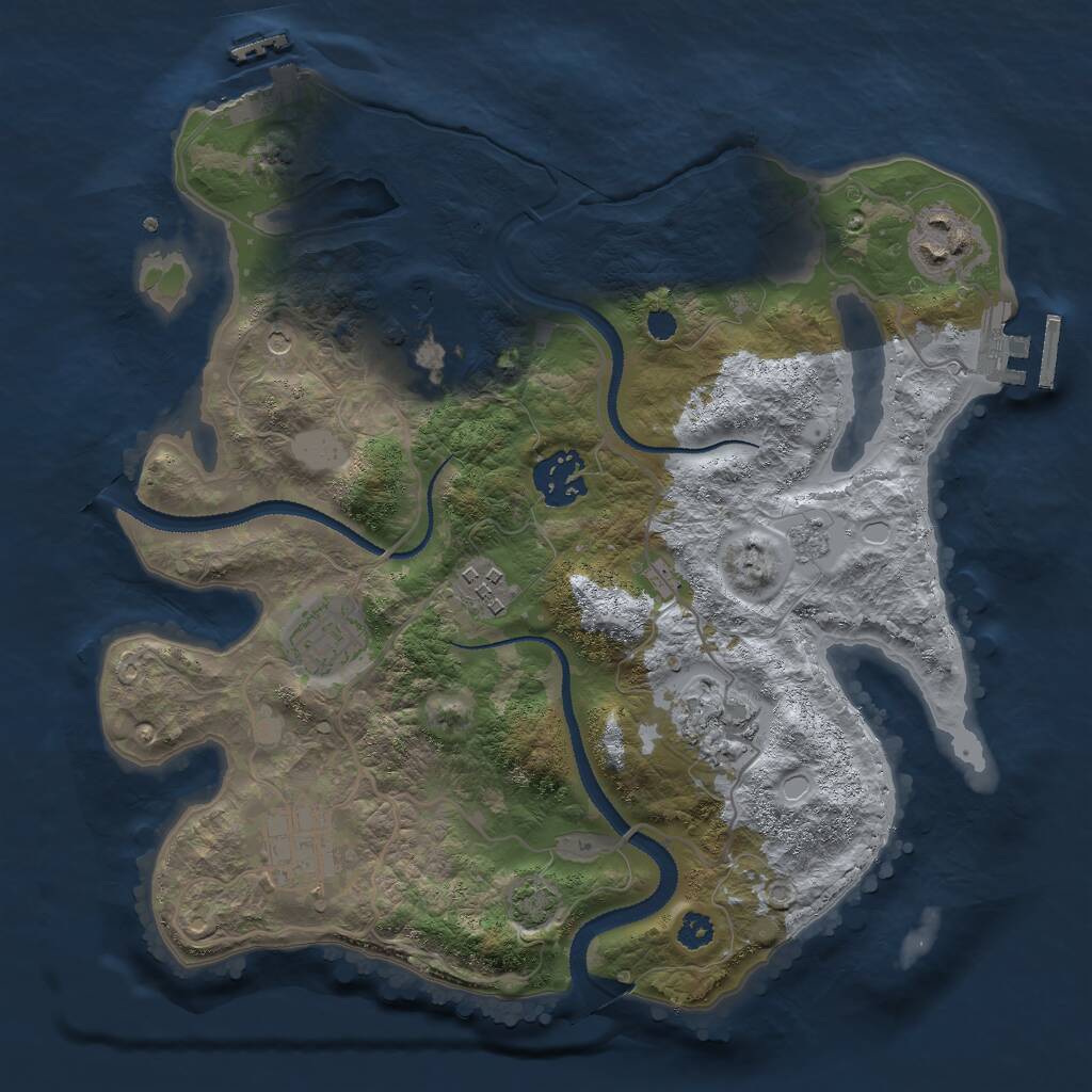 Rust Map: Procedural Map, Size: 3000, Seed: 2106829330, 13 Monuments