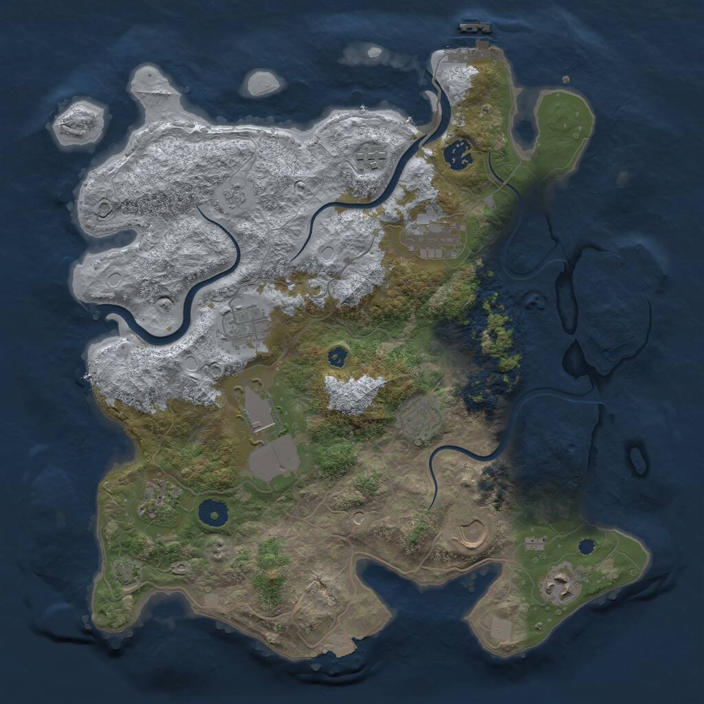 Rust Map: Procedural Map, Size: 3650, Seed: 187497541, 15 Monuments