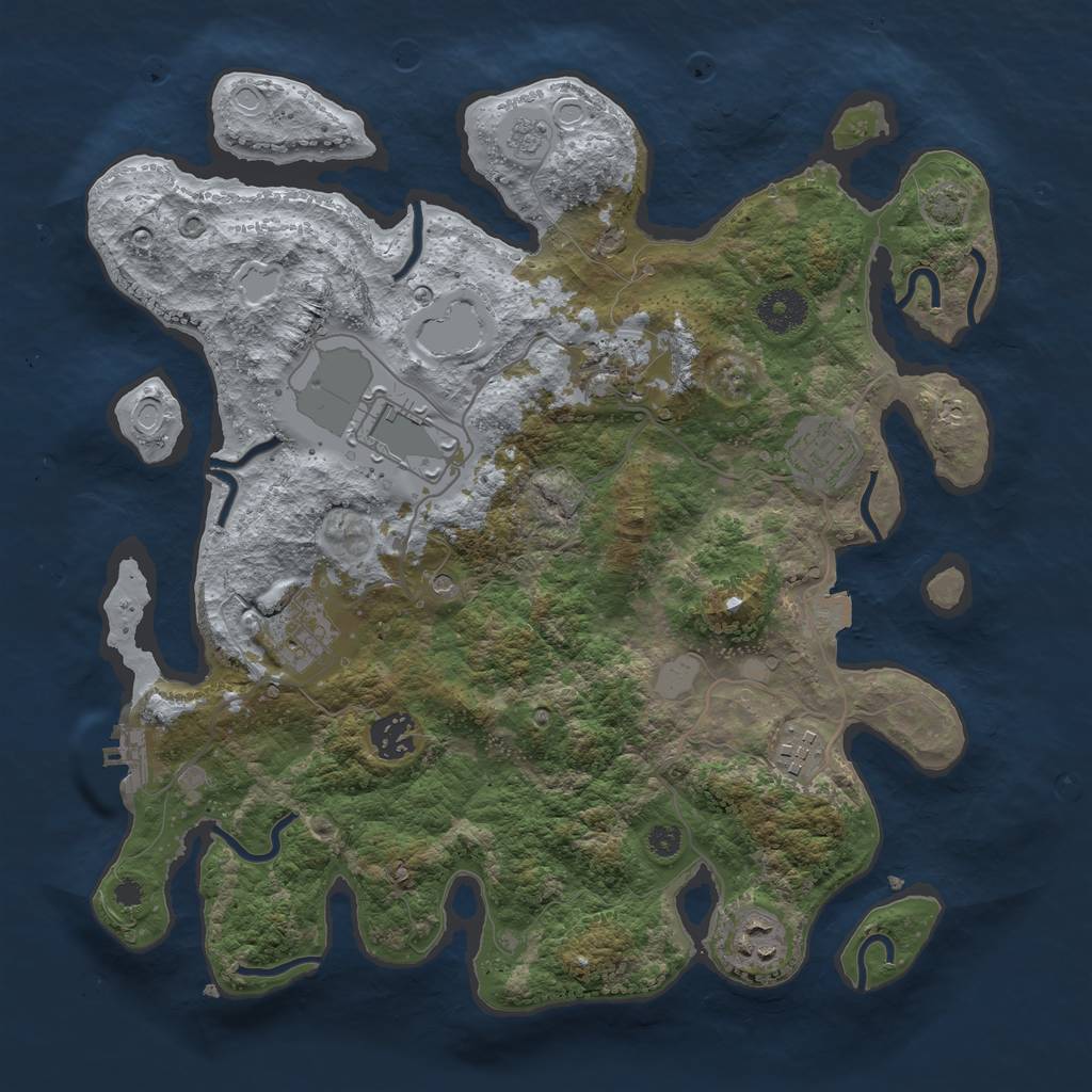 Rust Map: Procedural Map, Size: 3500, Seed: 145422228, 14 Monuments