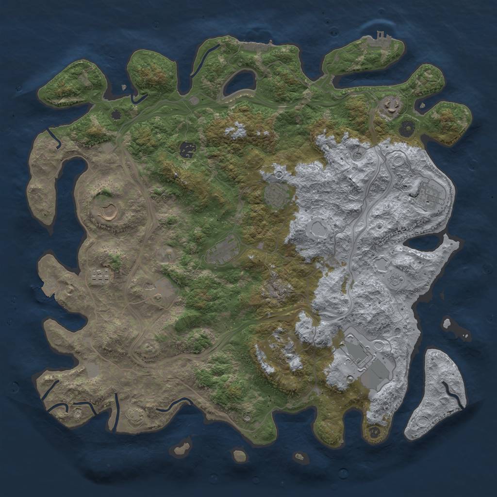 Rust Map: Procedural Map, Size: 4500, Seed: 1244290770, 18 Monuments