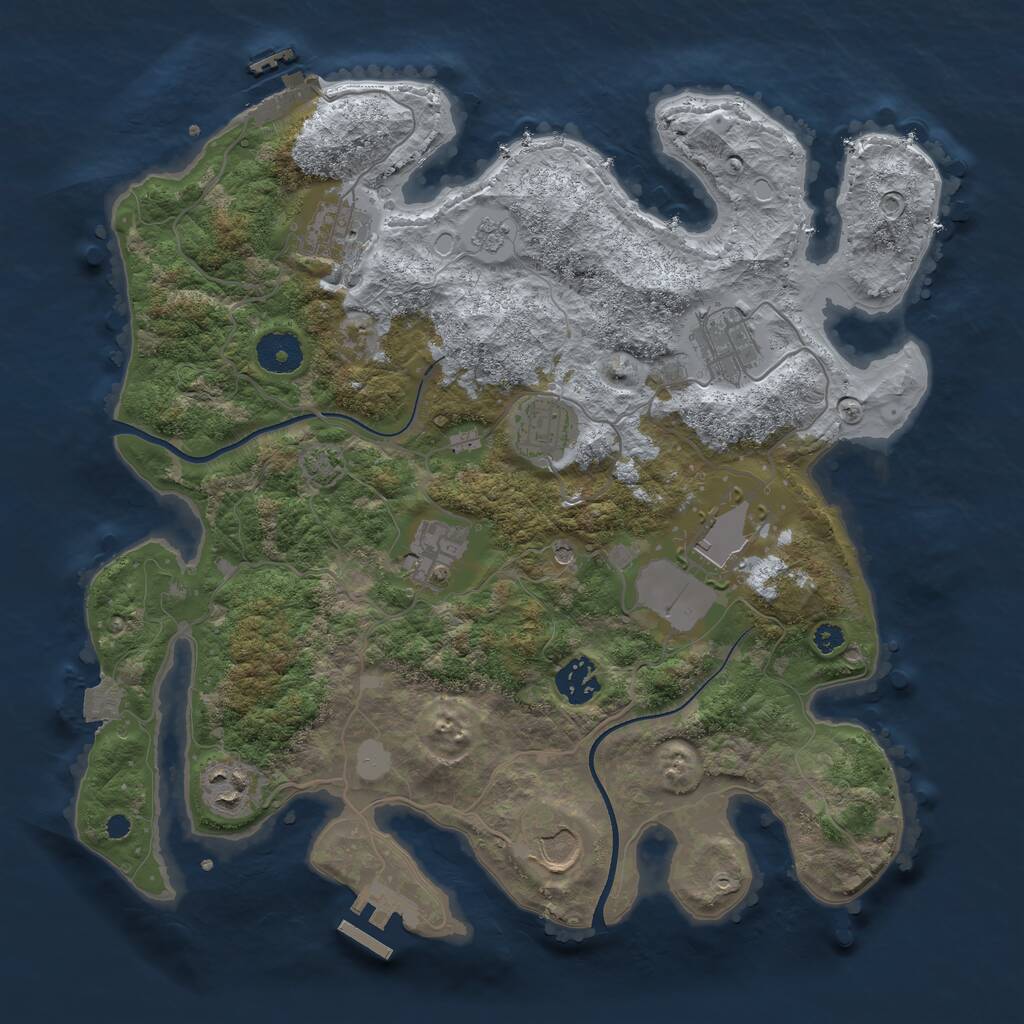Rust Map: Procedural Map, Size: 3500, Seed: 934625731, 14 Monuments