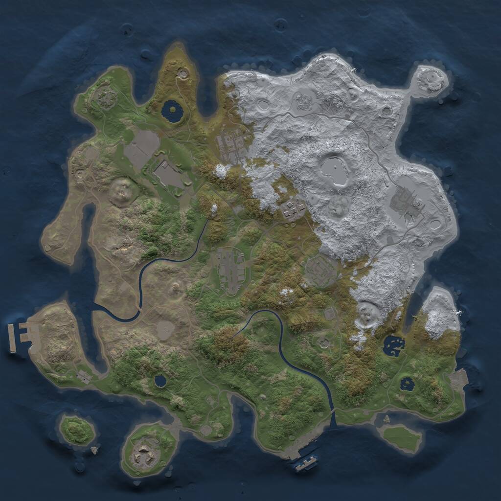 Rust Map: Procedural Map, Size: 3500, Seed: 1750110208, 14 Monuments