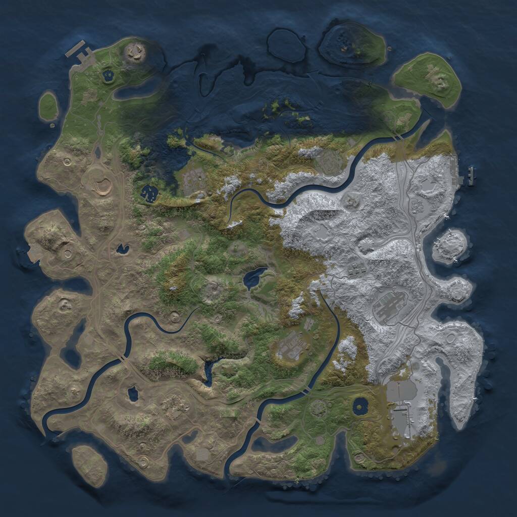 Rust Map: Procedural Map, Size: 4500, Seed: 166189136, 16 Monuments
