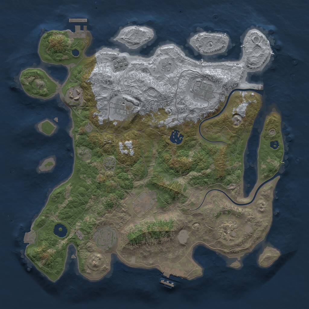 Rust Map: Procedural Map, Size: 3450, Seed: 32661798, 13 Monuments
