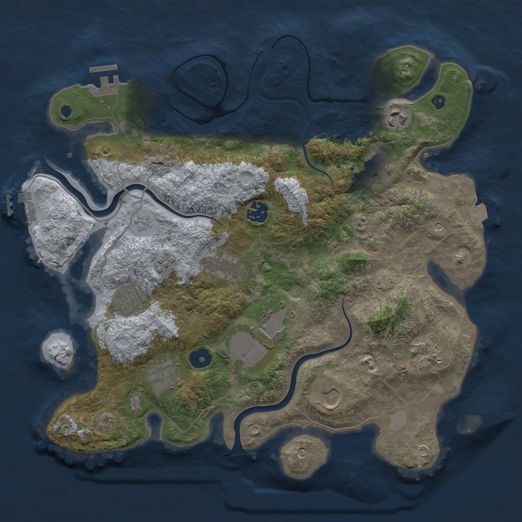 Rust Map: Procedural Map, Size: 3750, Seed: 720017362, 16 Monuments