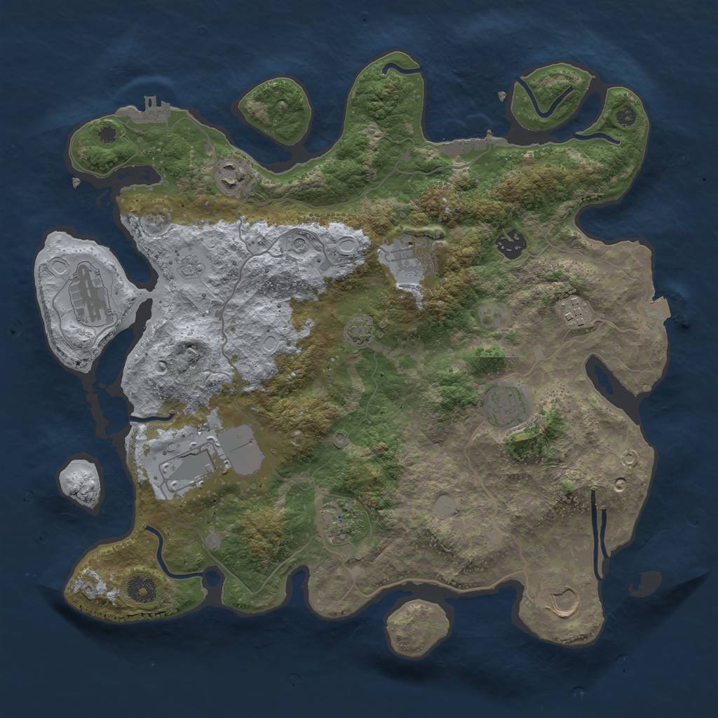 Rust Map: Procedural Map, Size: 3750, Seed: 720017362, 17 Monuments