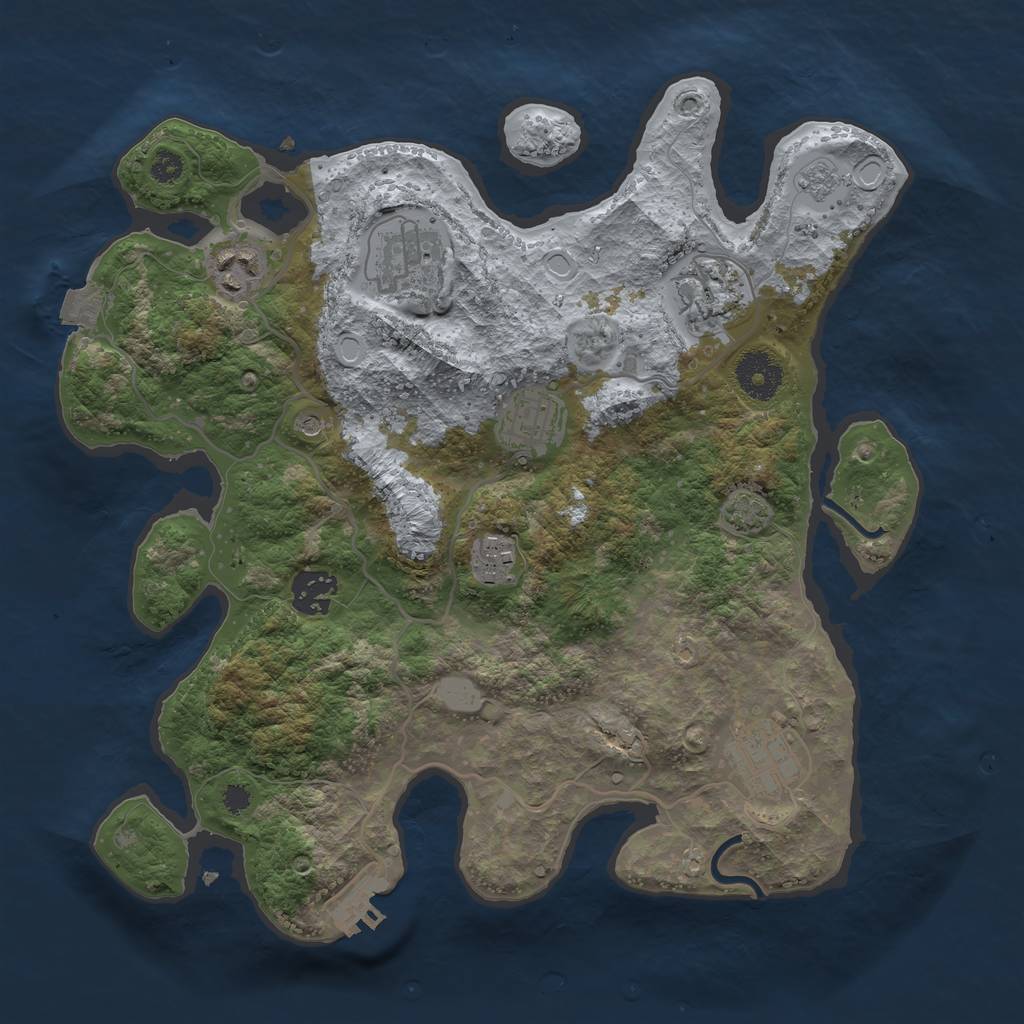 Rust Map: Procedural Map, Size: 3296, Seed: 1, 14 Monuments