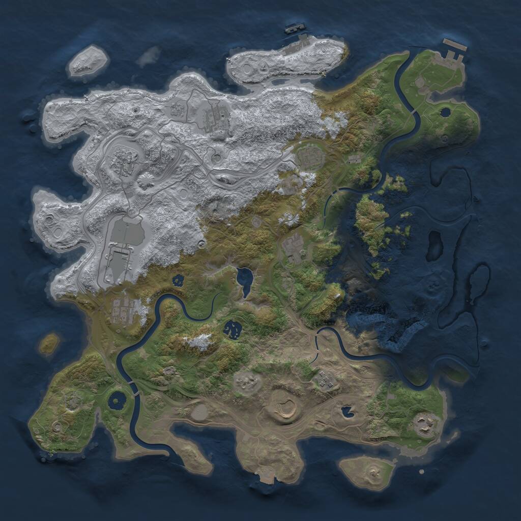 Rust Map: Procedural Map, Size: 4250, Seed: 657893021, 16 Monuments