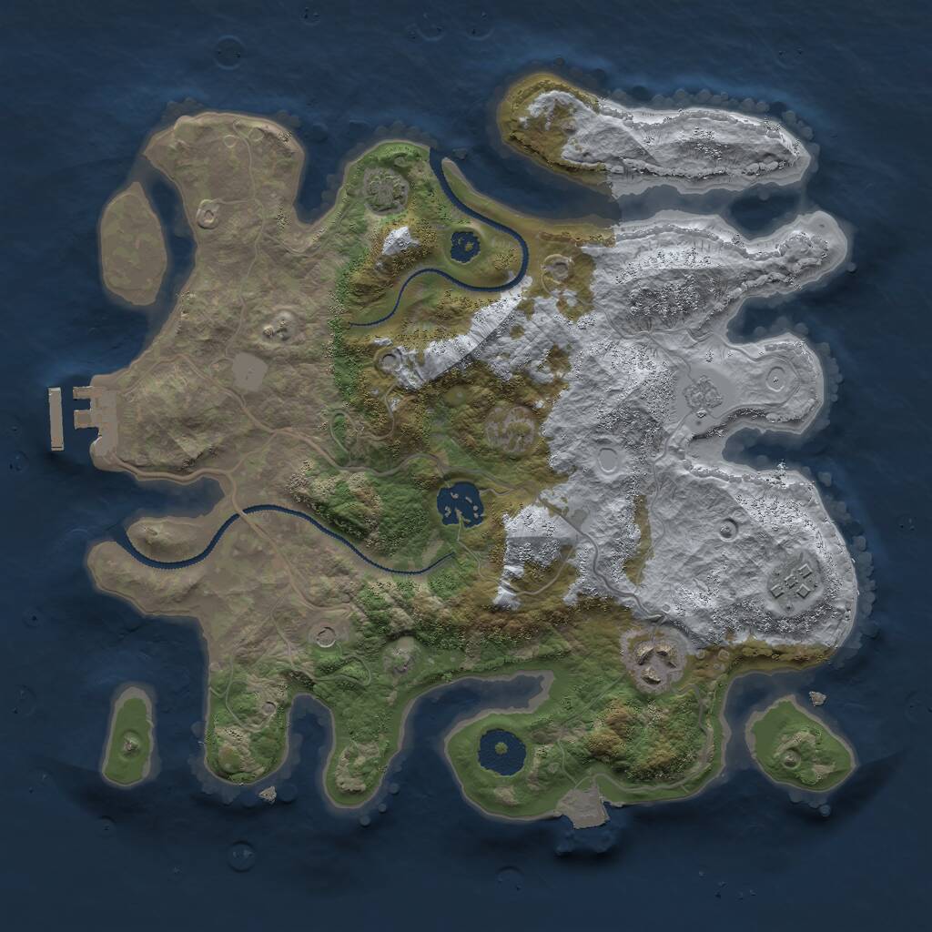 Rust Map: Procedural Map, Size: 3000, Seed: 2390163, 8 Monuments
