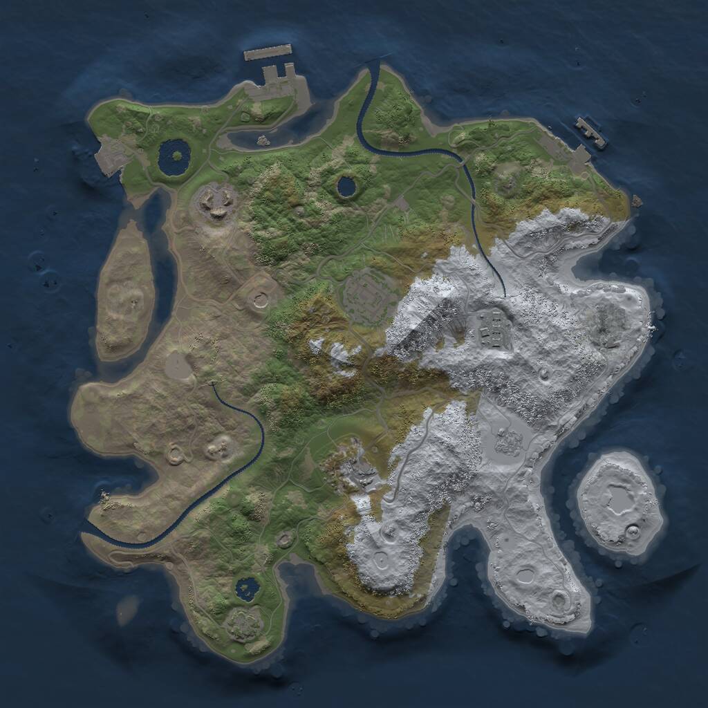 Rust Map: Procedural Map, Size: 3000, Seed: 587249, 10 Monuments