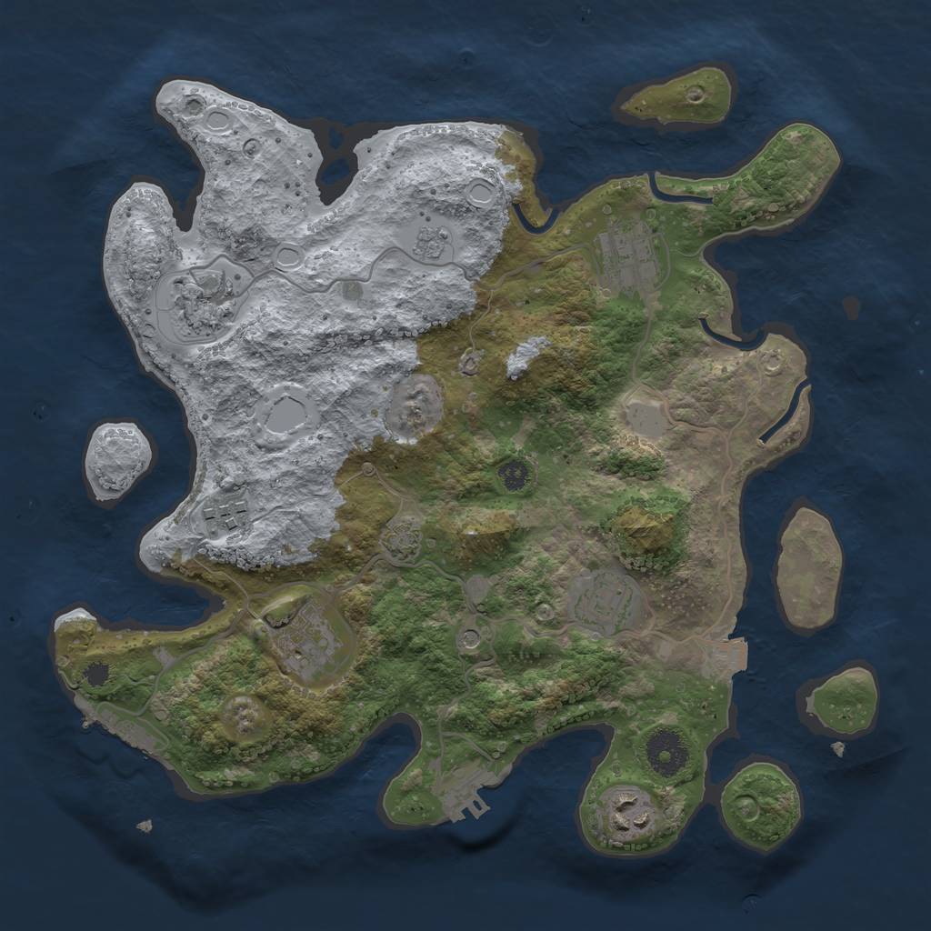 Rust Map: Procedural Map, Size: 3250, Seed: 1859972179, 14 Monuments