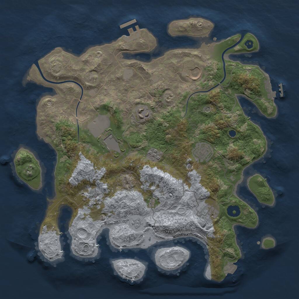 Rust Map: Procedural Map, Size: 3500, Seed: 254221166, 13 Monuments