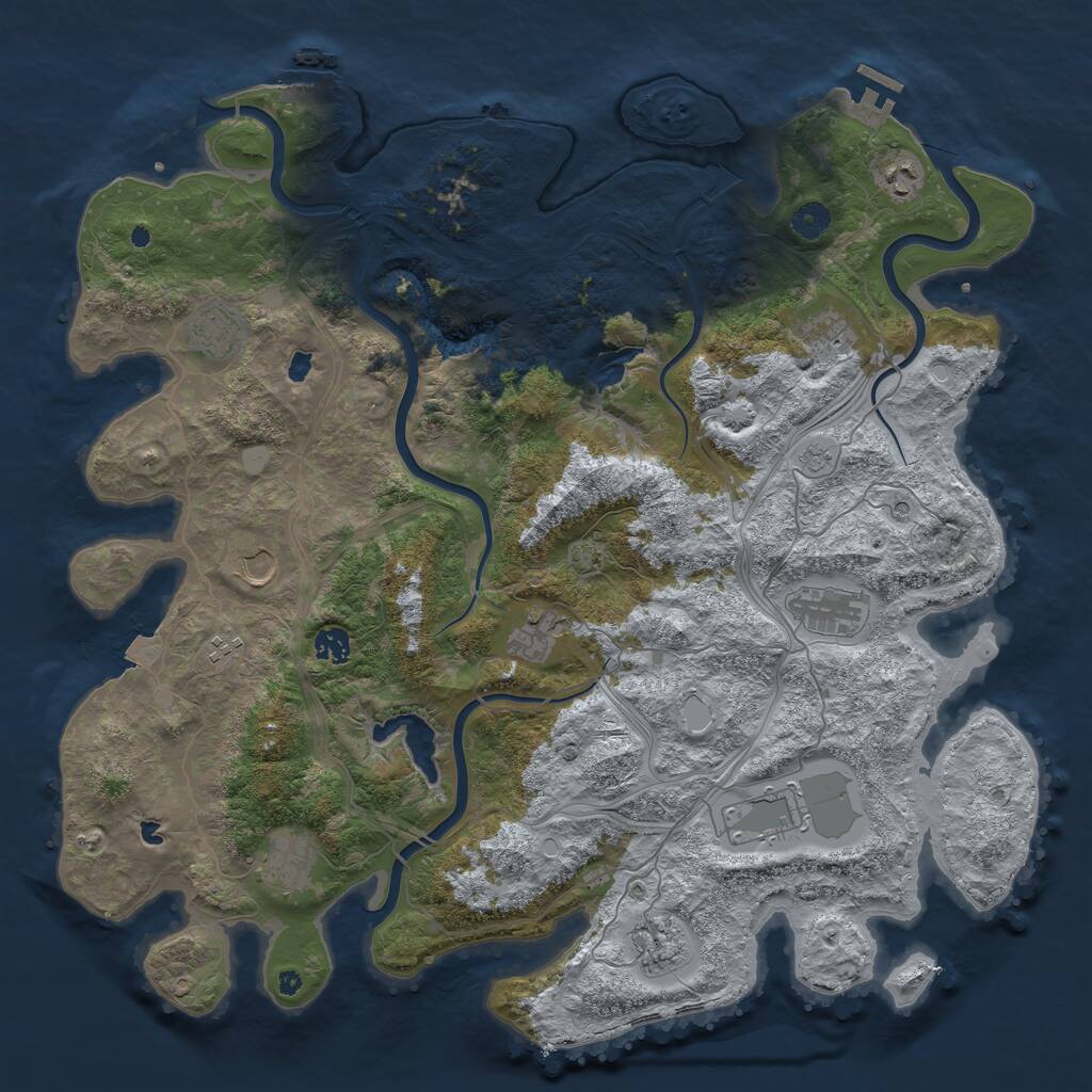 Rust Map: Procedural Map, Size: 4500, Seed: 1511957065, 17 Monuments