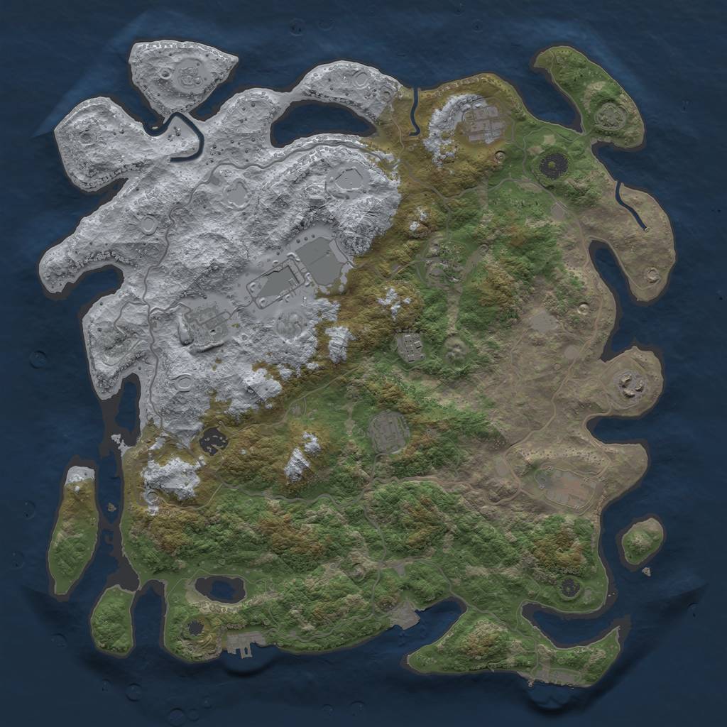 Rust Map: Procedural Map, Size: 4100, Seed: 21966644, 17 Monuments