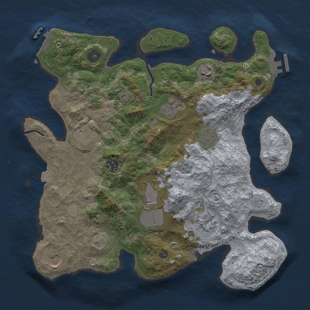 Rust Map: Procedural Map, Size: 3500, Seed: 1736115926, 15 Monuments