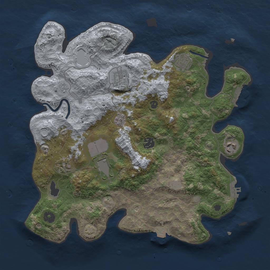 Rust Map: Procedural Map, Size: 3500, Seed: 1163675536, 15 Monuments