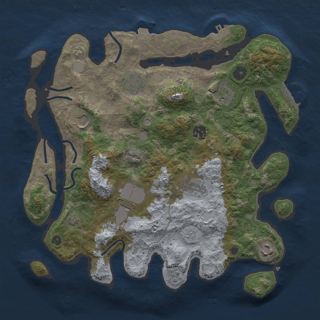 Rust Map: Procedural Map, Size: 3500, Seed: 668556822, 16 Monuments