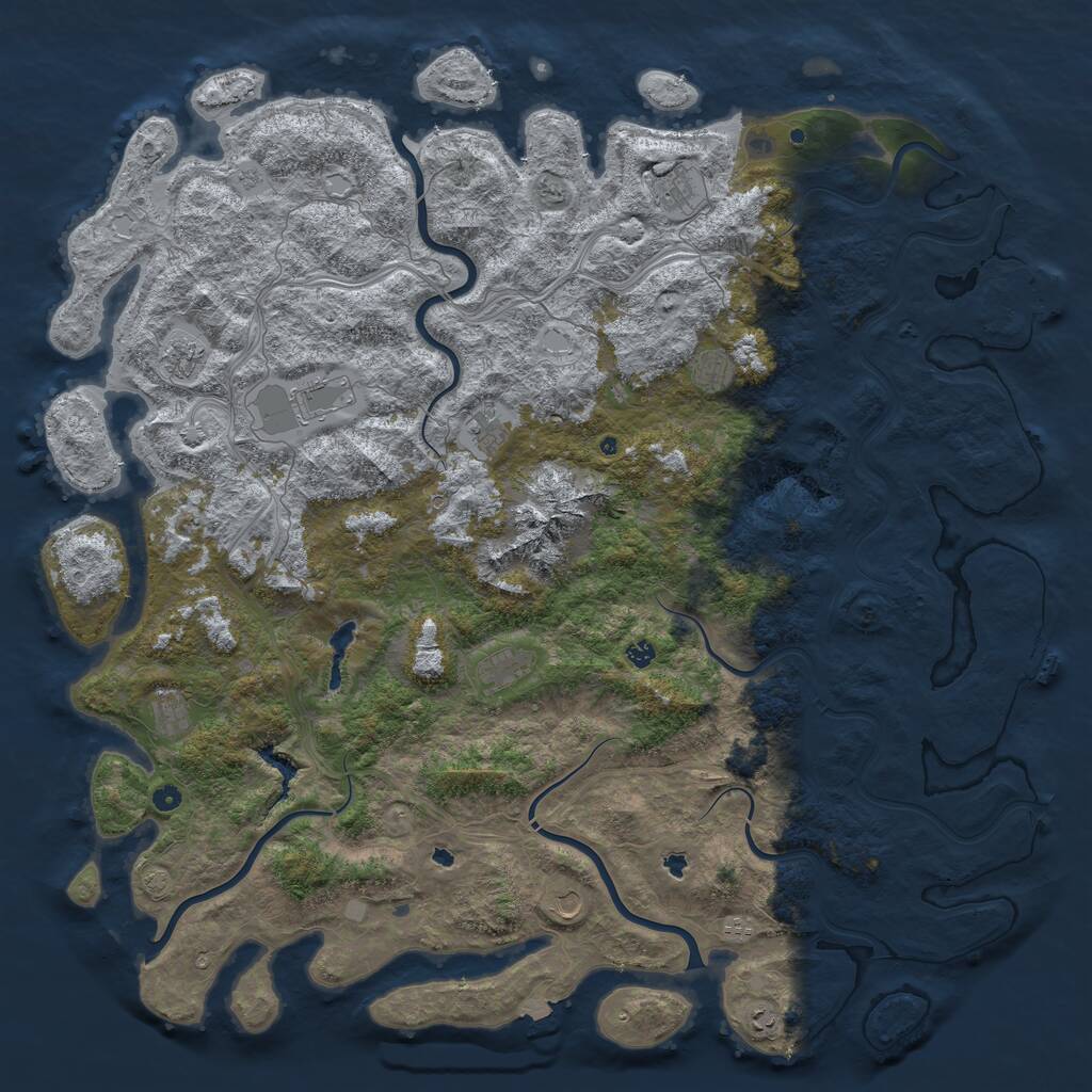 Rust Map: Procedural Map, Size: 6000, Seed: 89253, 17 Monuments