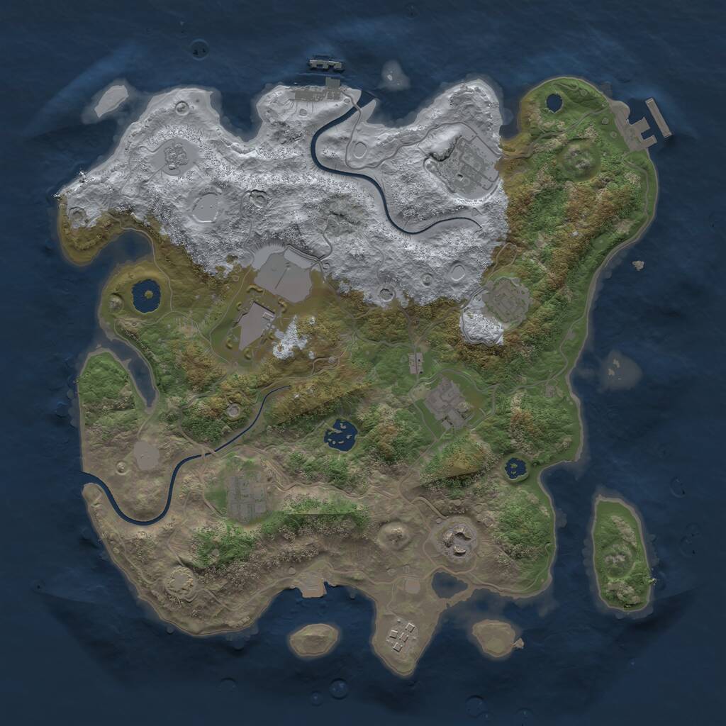 Rust Map: Procedural Map, Size: 3500, Seed: 502643826, 14 Monuments