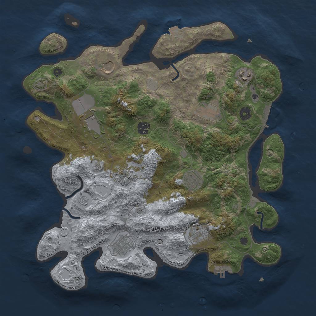 Rust Map: Procedural Map, Size: 3700, Seed: 583155086, 17 Monuments