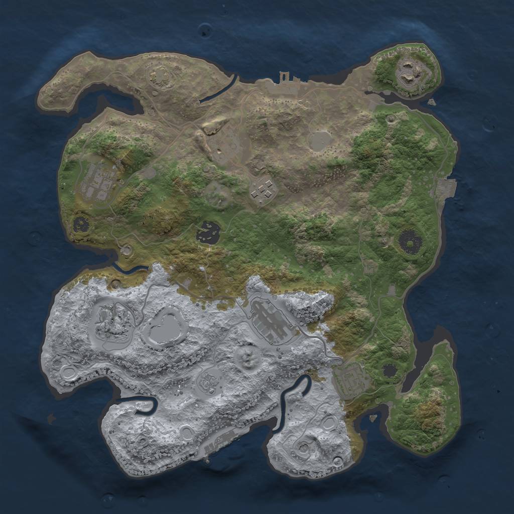 Rust Map: Procedural Map, Size: 3250, Seed: 719434669, 16 Monuments