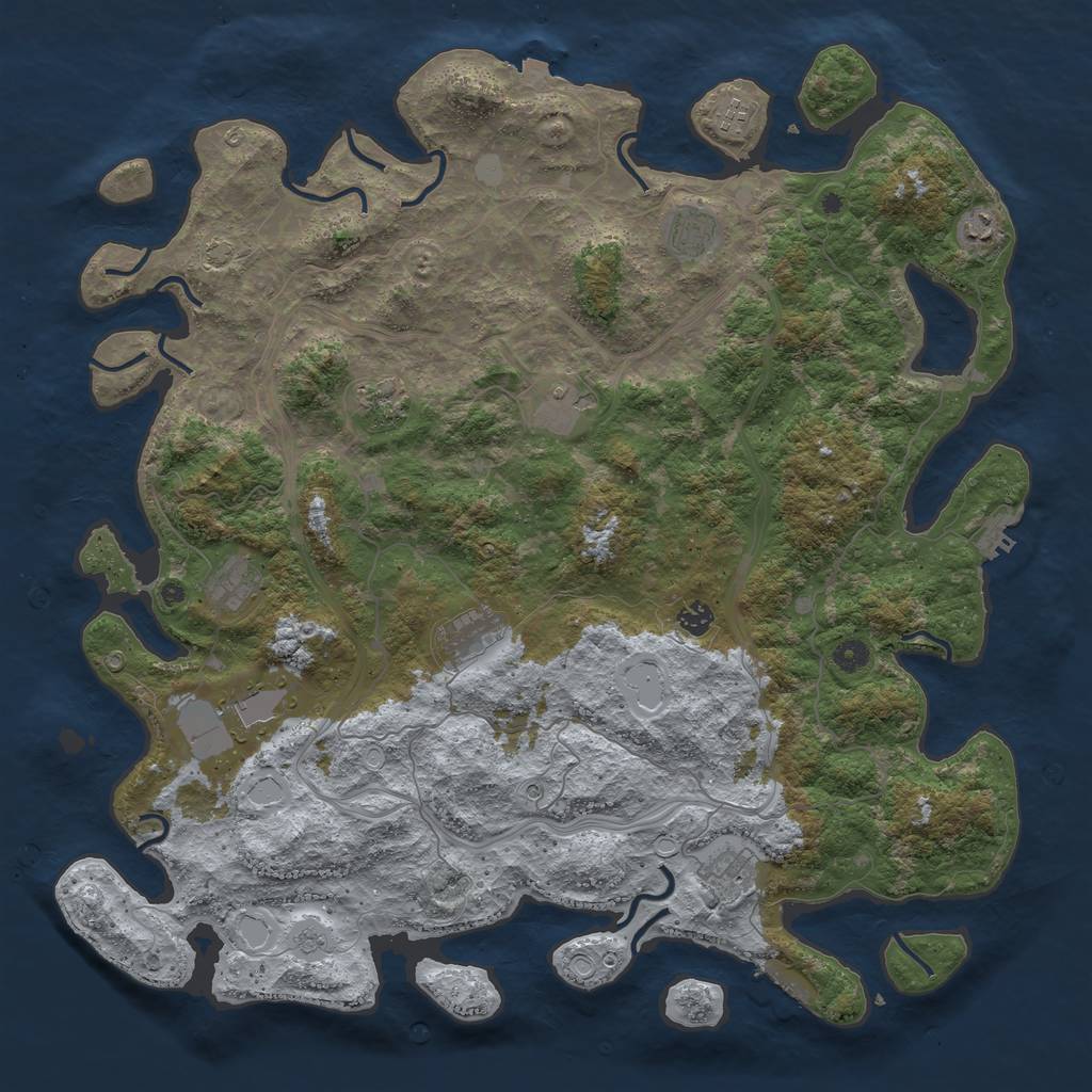 Rust Map: Procedural Map, Size: 4800, Seed: 552598, 18 Monuments