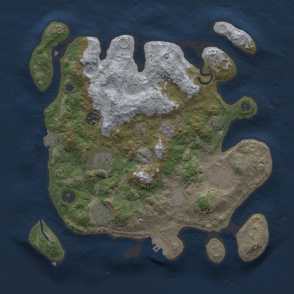 Rust Map: Procedural Map, Size: 3250, Seed: 875478978, 12 Monuments