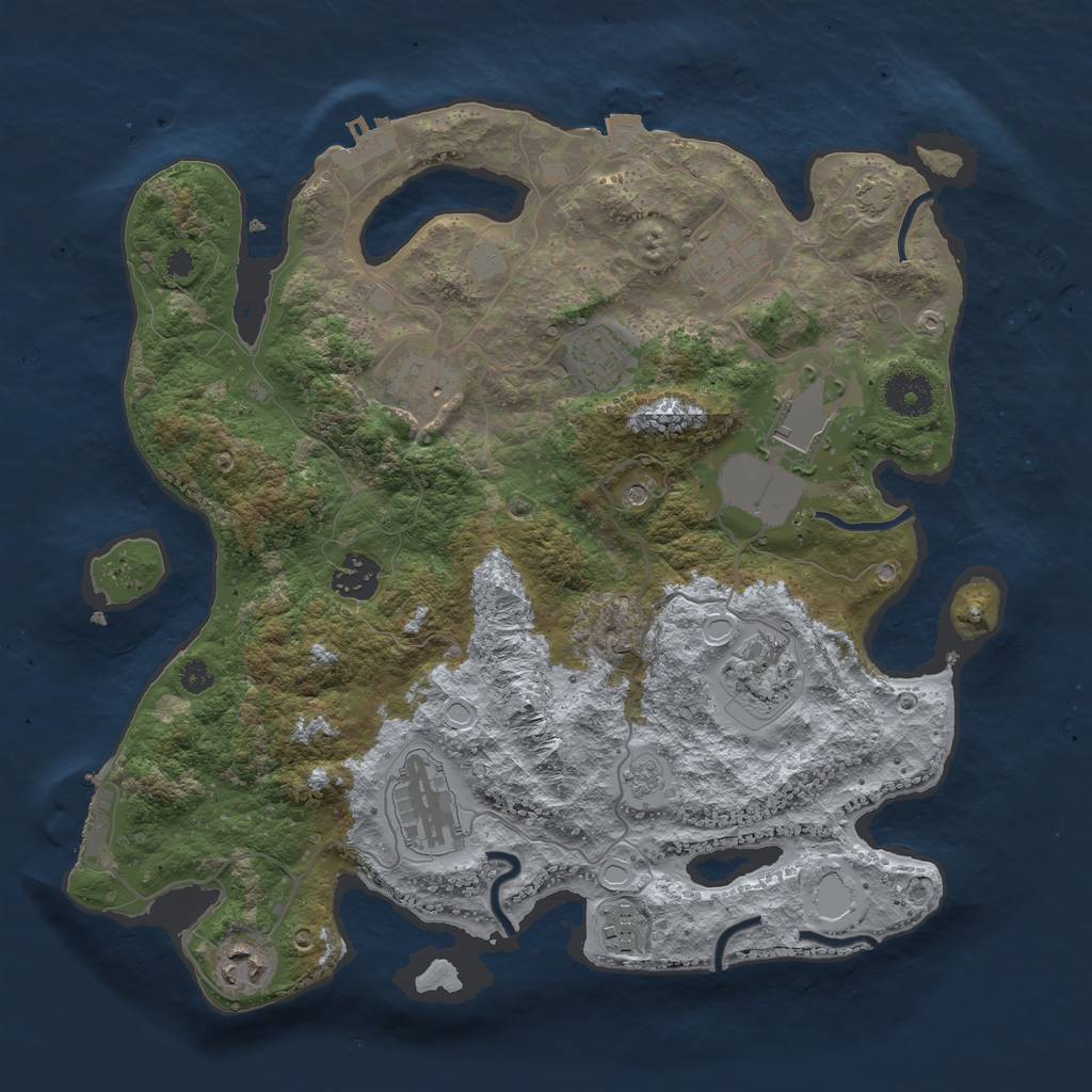 Rust Map: Procedural Map, Size: 3500, Seed: 57315, 17 Monuments