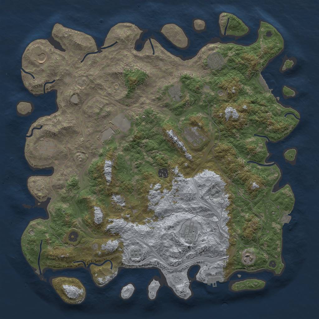 Rust Map: Procedural Map, Size: 4600, Seed: 1904741560, 19 Monuments